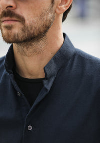 Chemise Flanelle Navy - Col tailleur