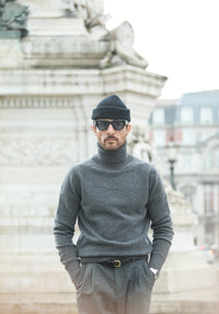 Pull Col Roulé Lambswool Dark Grey