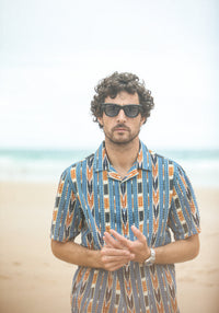 Modern Camp Collar Japanese Seersucker Blue