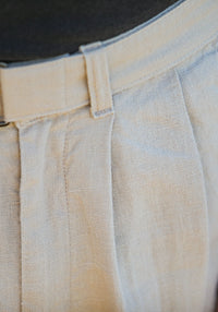 Chino Militaire Double Pince Lin Beige - Confort Fit
