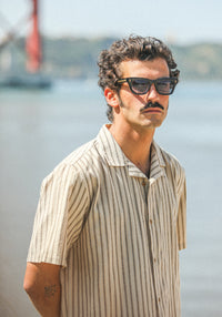 Modern Camp Collar Japanese Linen Beige