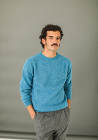 Pull Shetland "Shaggy" Bleu