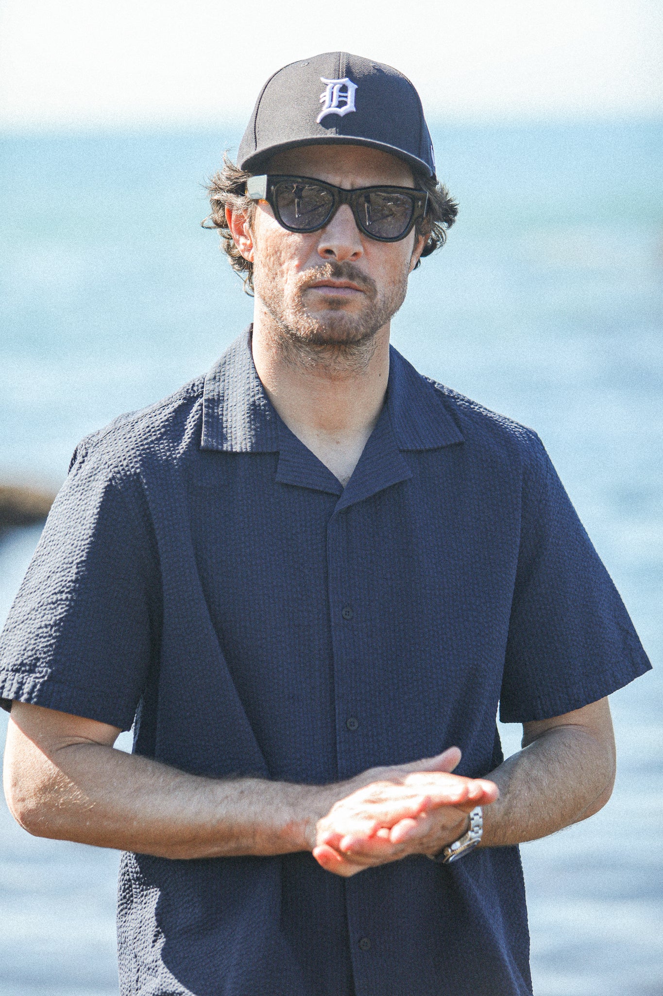 Chemise Homme Seersucker Navy  - Modern Fit