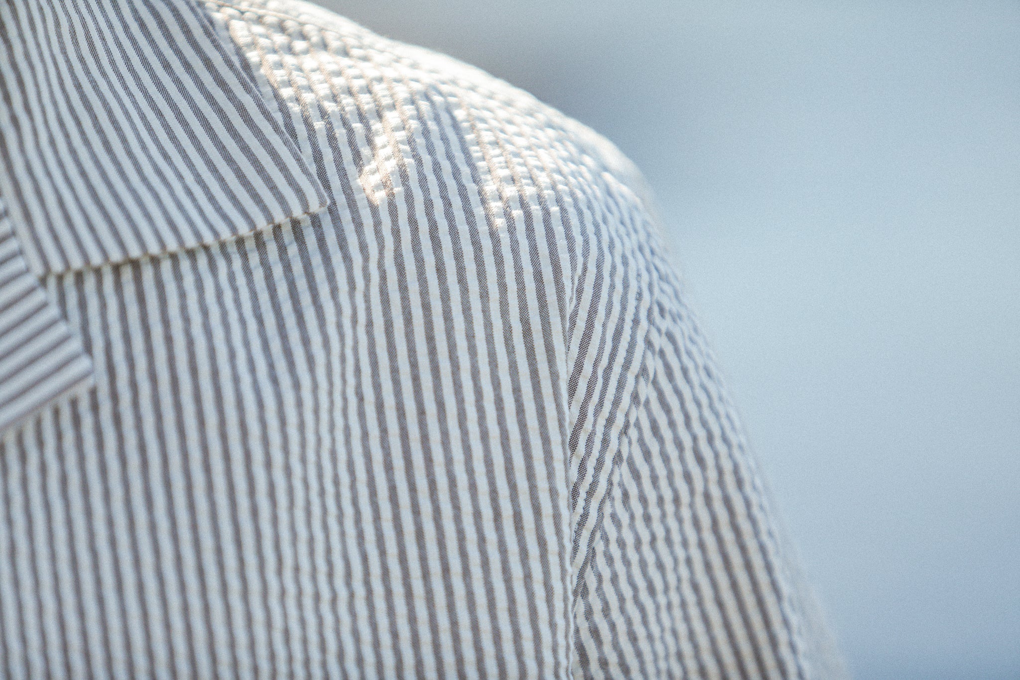 Chemise Homme Seersucker Rayures Beige-Khaki - Modern Fit