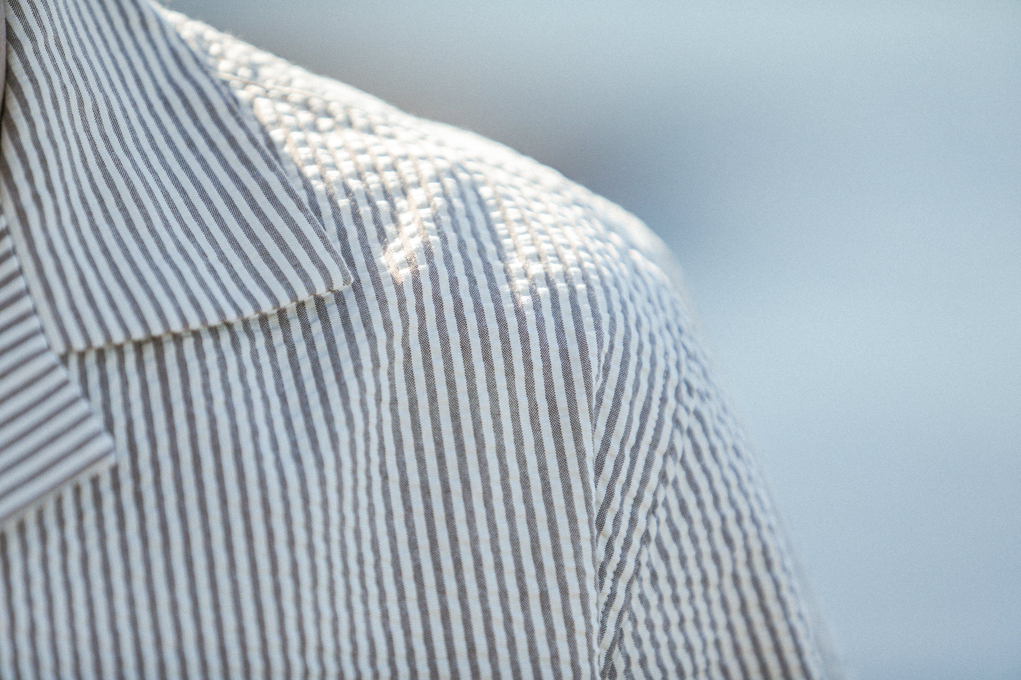 Chemise Homme Seersucker Rayures Beige-Khaki - Modern Fit
