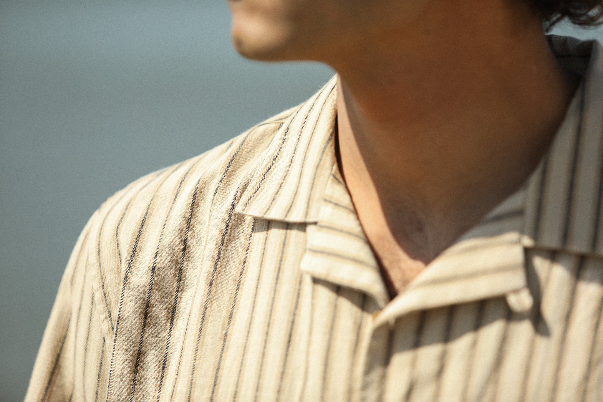 Modern Camp Collar Japanese Linen Beige