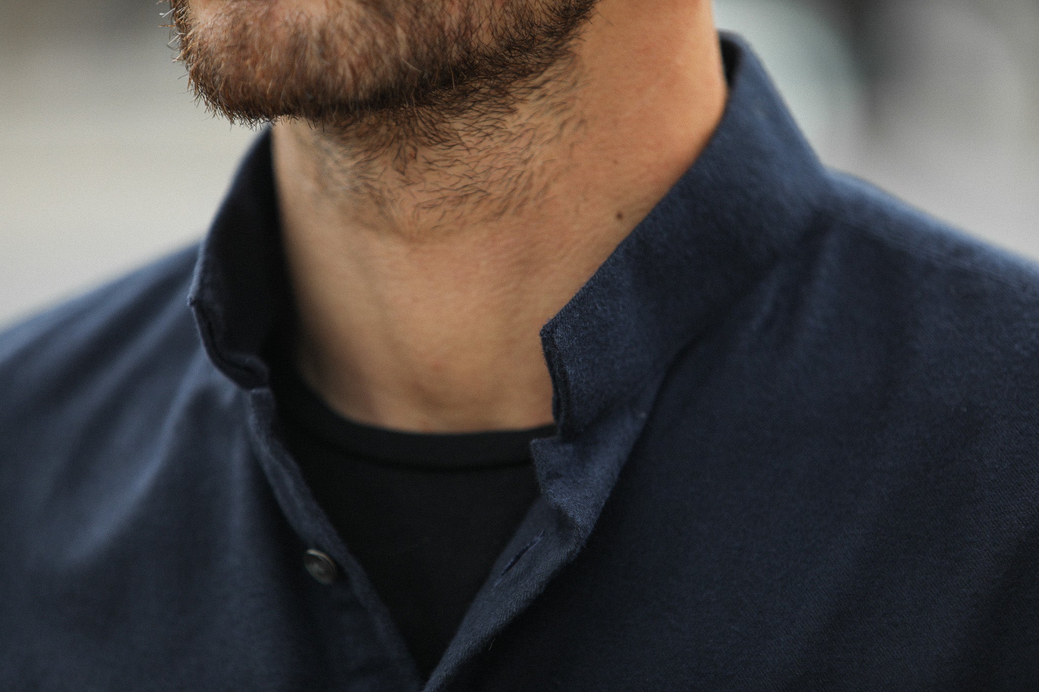 Chemise Flanelle Navy - Col tailleur