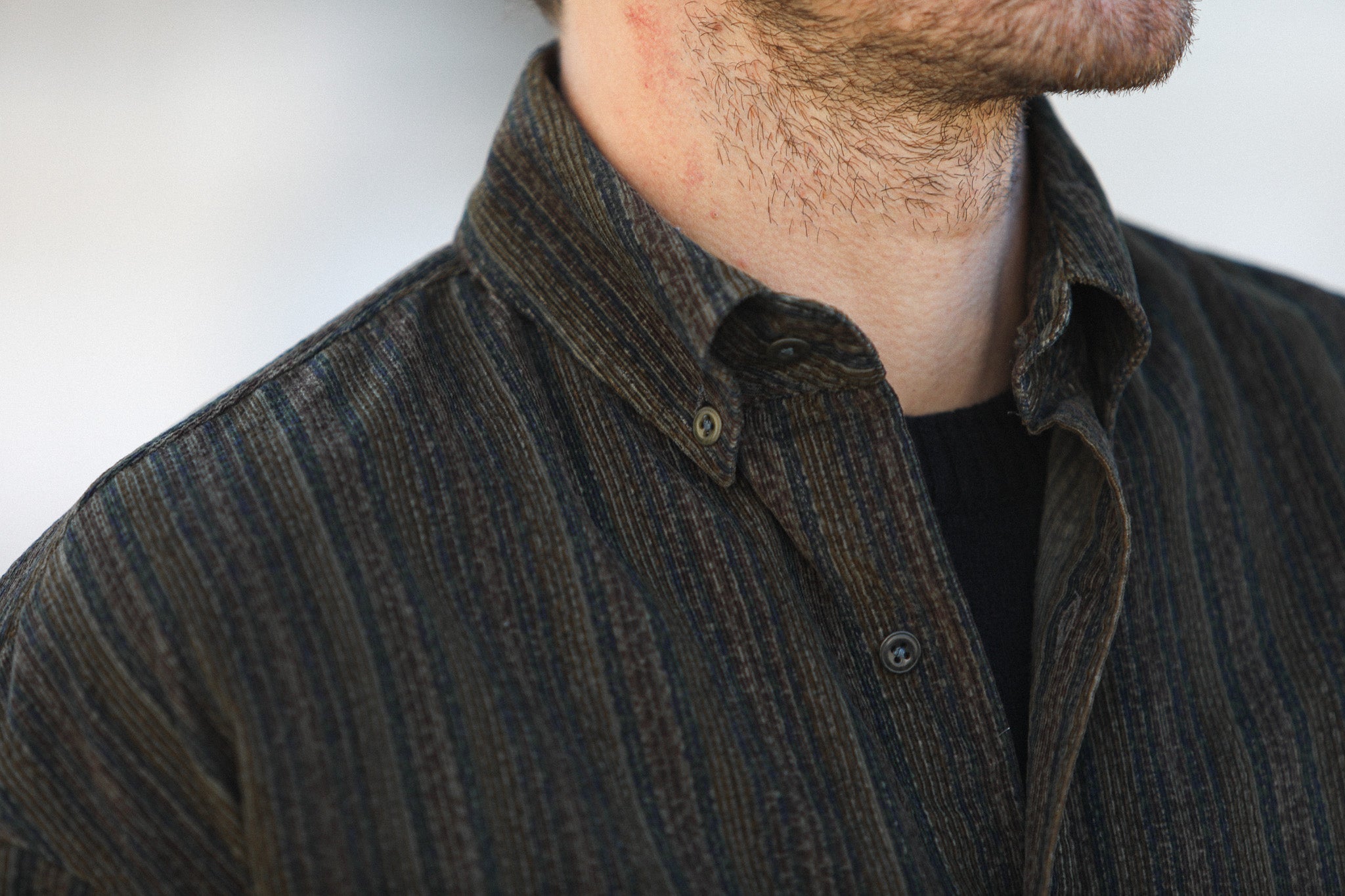 Chemise Velours Japan Stripes Khaki - New Modern Fit