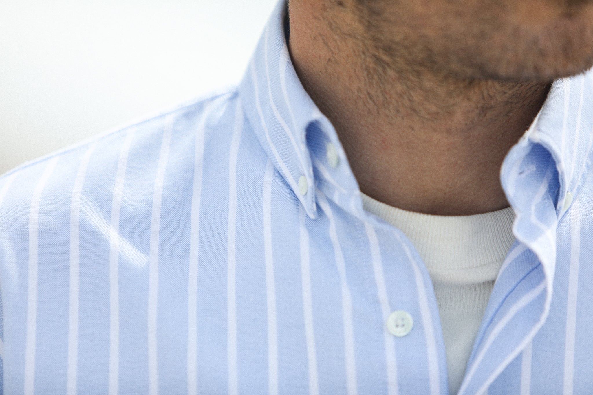 Chemise Homme Ample Oxford Rayée Bleu - Modern Fit
