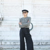 Pantalon Flanelle Noire Double Pince - Wide Leg