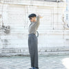 Pantalon Flanelle Grise Double Pince - Wide Leg