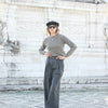 Pantalon Flanelle Grise Double Pince - Wide Leg