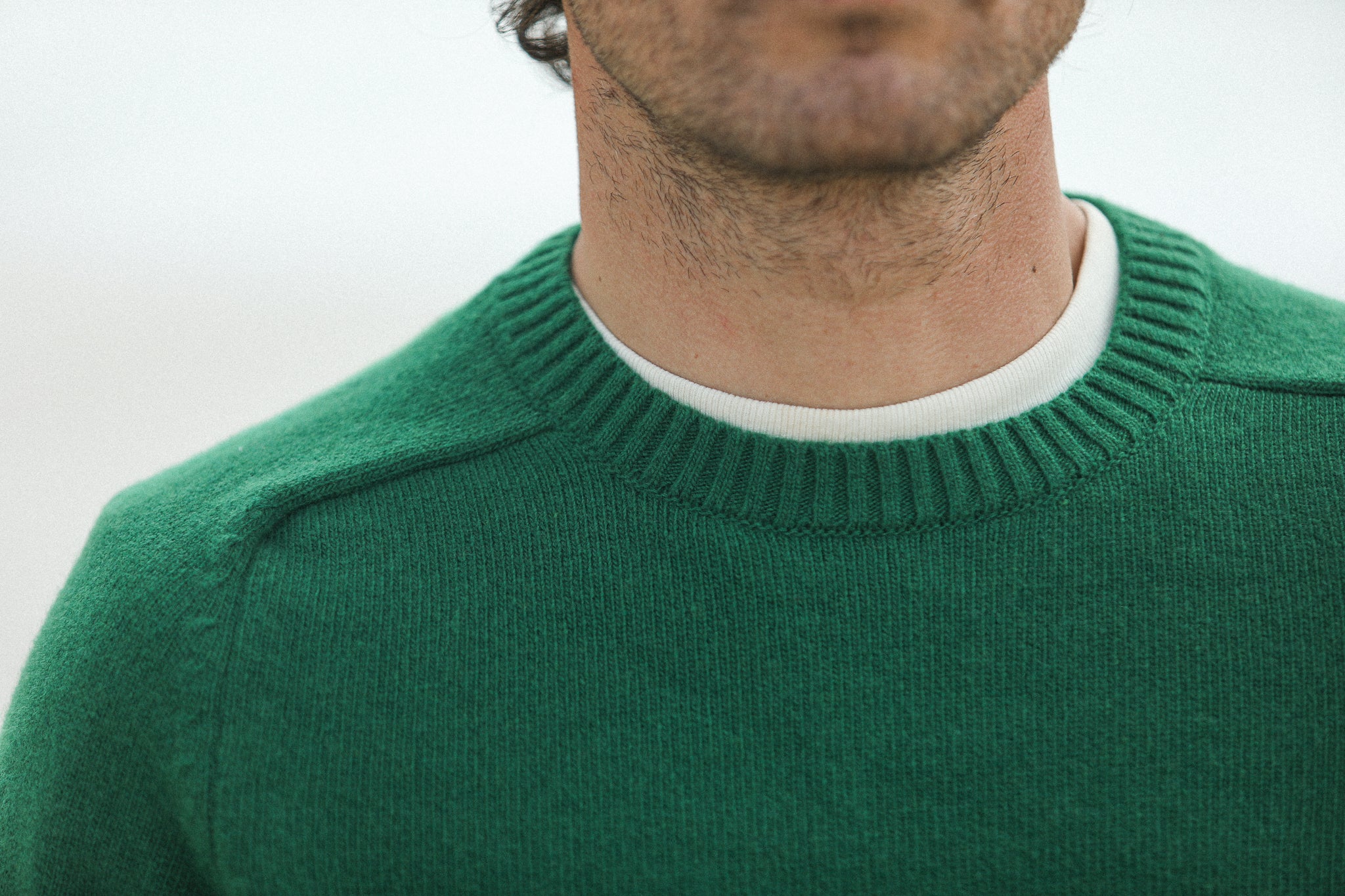 Pull Col Rond Lambswool Vert