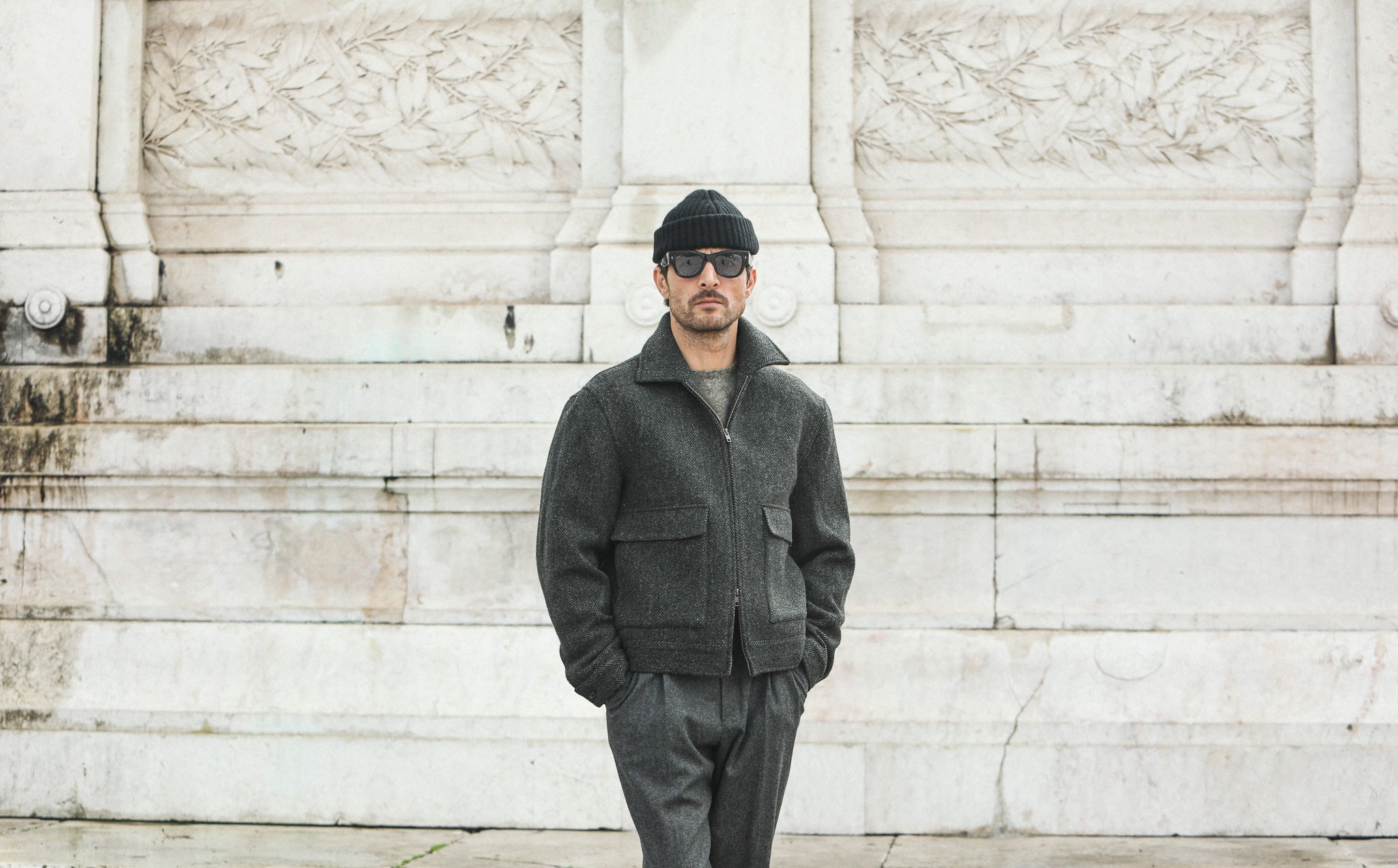 Veste Aviator Laine Chevrons - Khaki