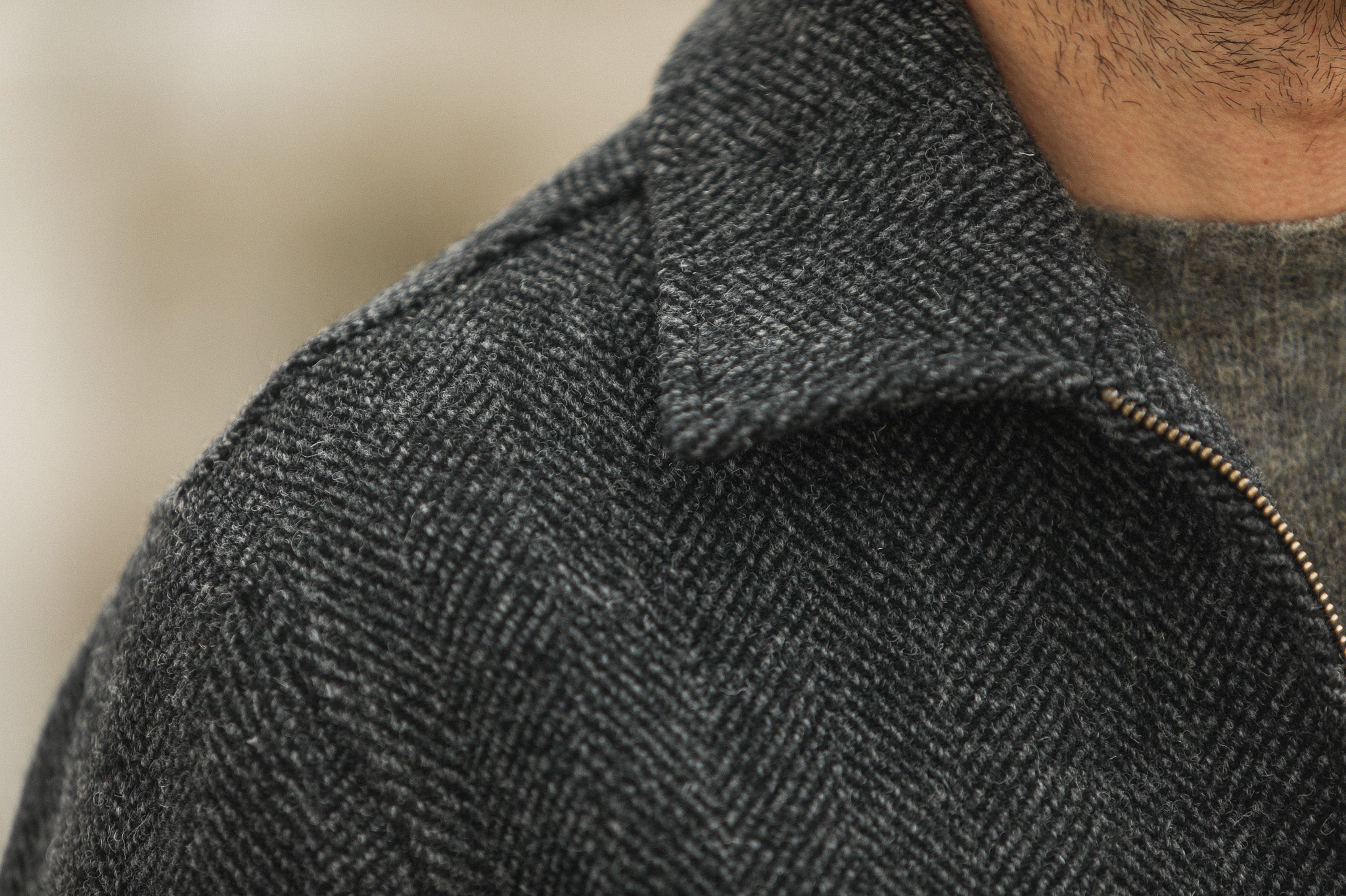 Veste Aviator Laine Chevrons - Grey