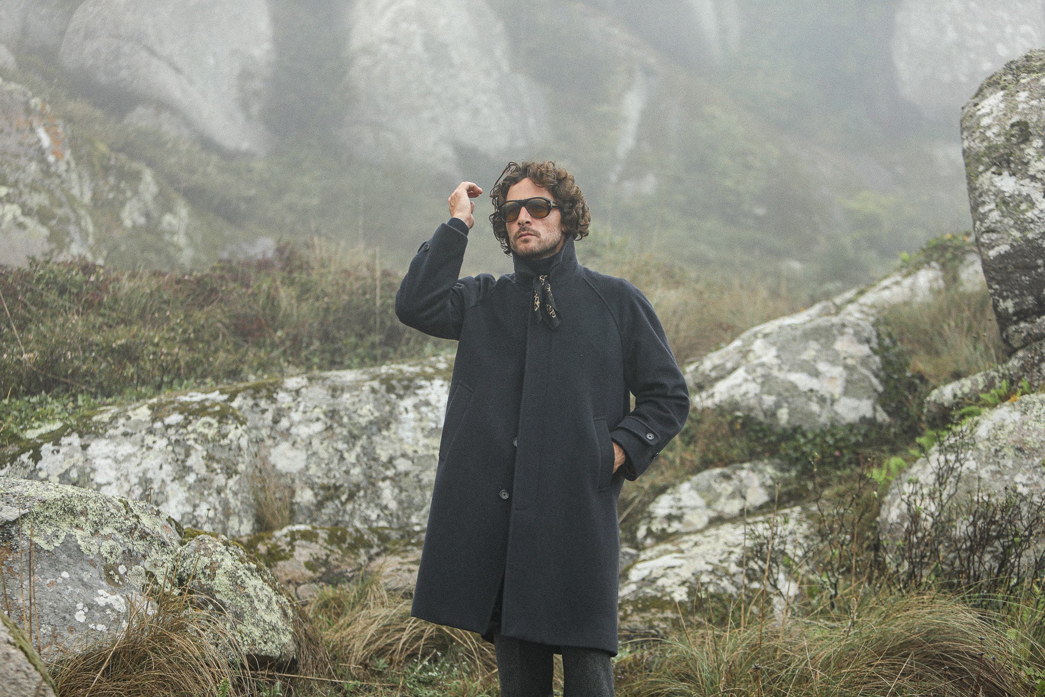 Manteau Balmaccan Laine & Cachemire Marine