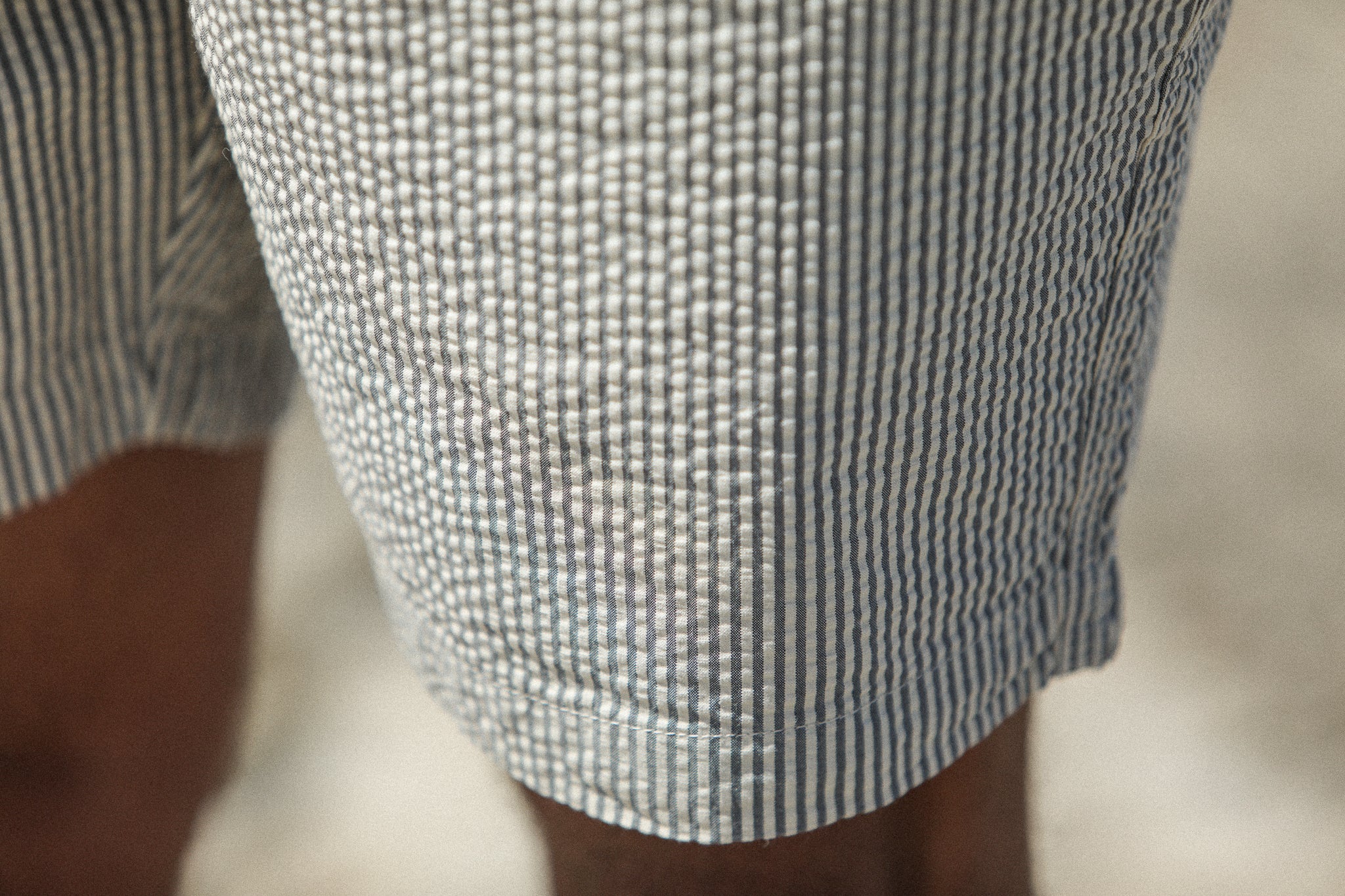 City Short - Seersucker Bleu Creme