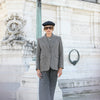 Boy Blazer Pied De Poule Gris Brun