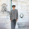 Boy Blazer Pied De Poule Gris Brun
