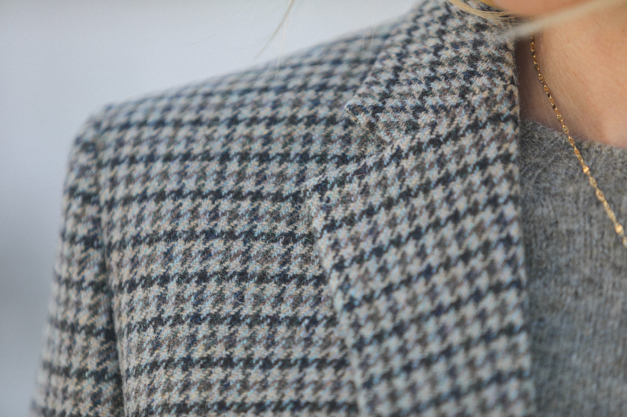 Boy Blazer Pied De Poule Gris Brun
