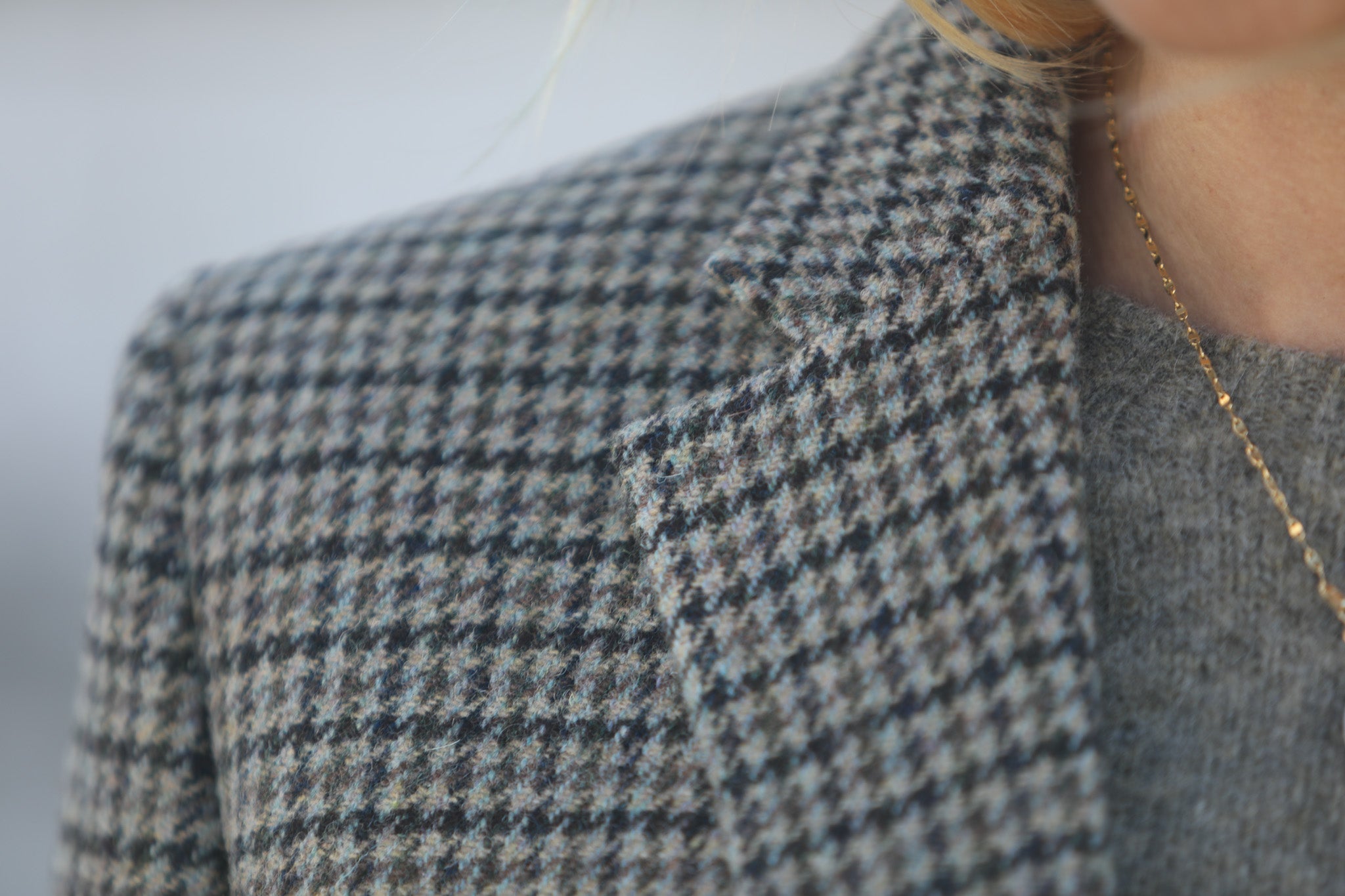 Boy Blazer Pied De Poule Gris Brun