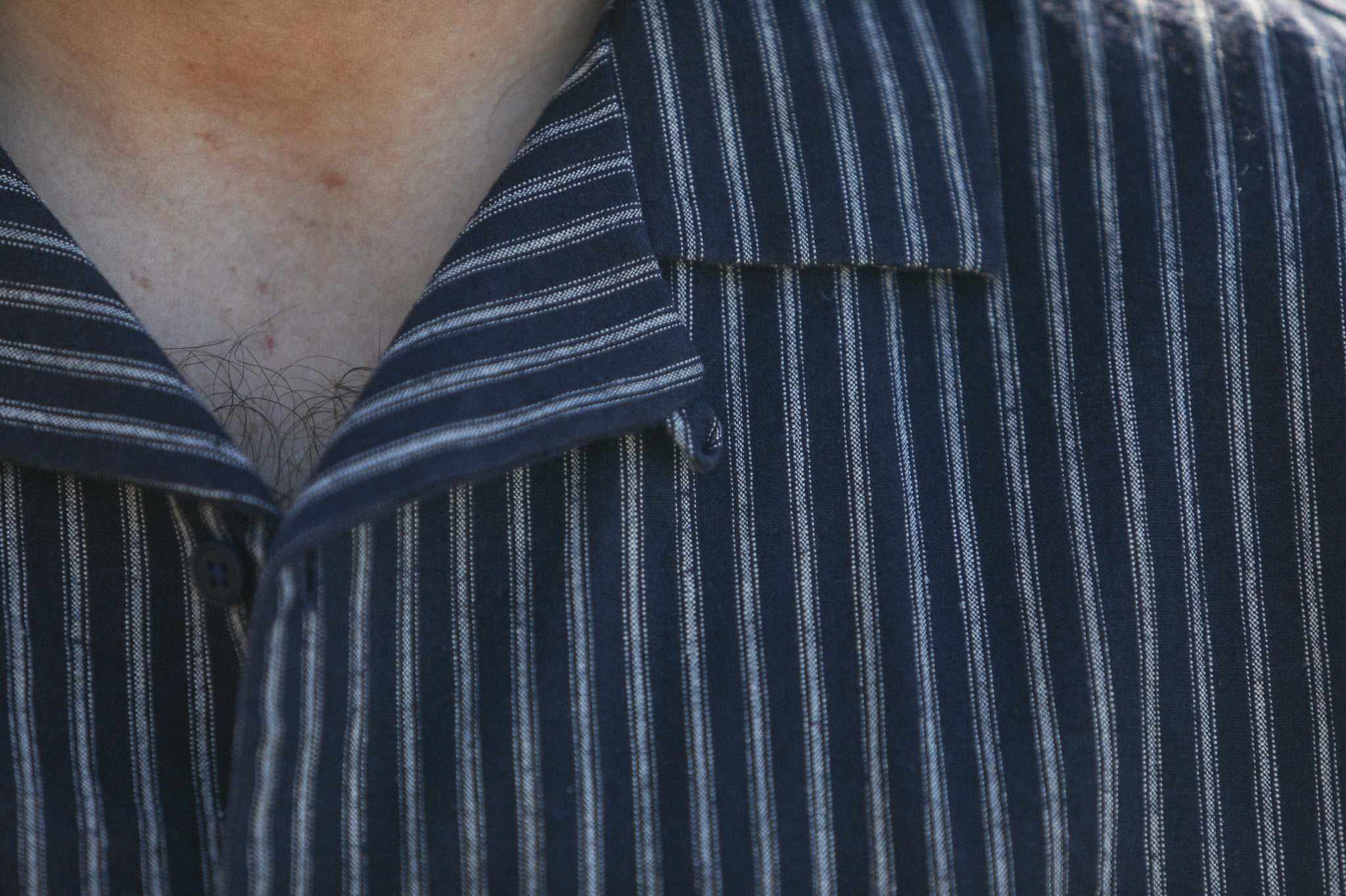 Camp Collar Stripes Navy - Modern Fit