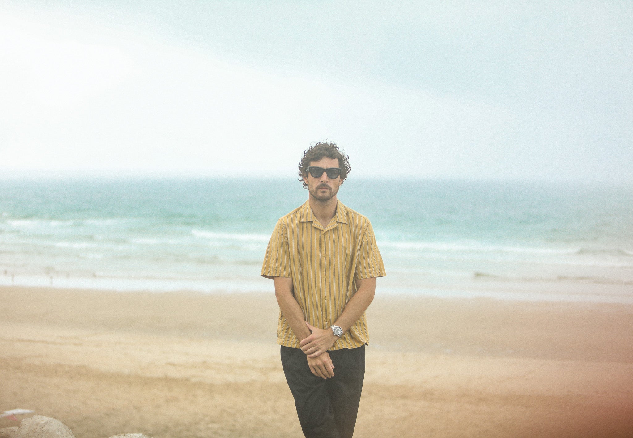 Modern Camp Collar - Japanese Stripes Dark Yellow