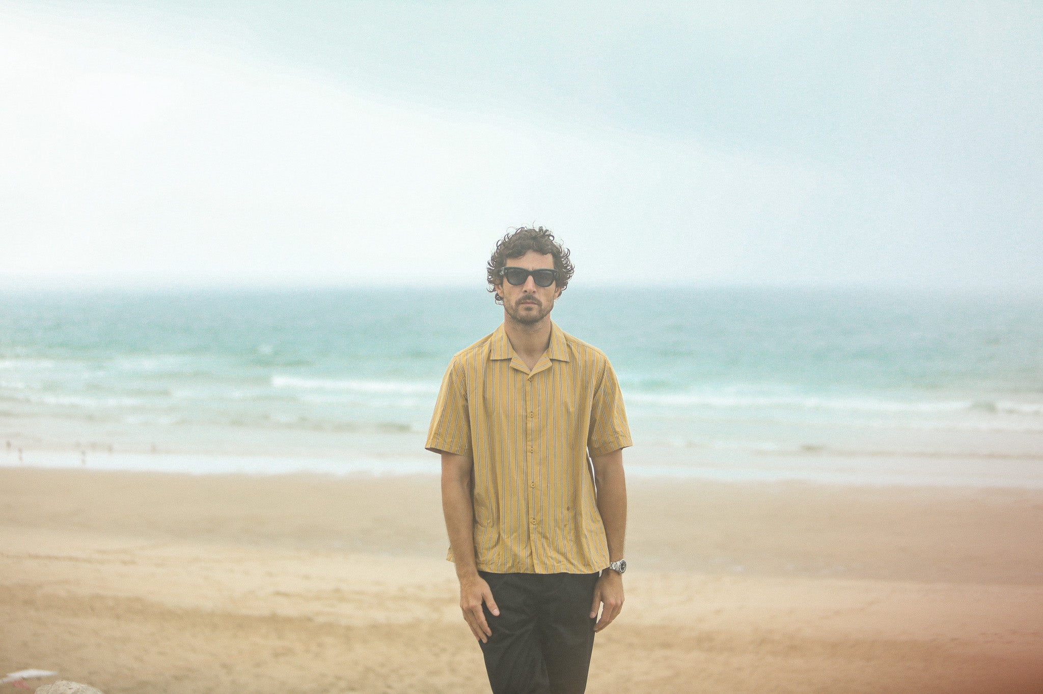 Modern Camp Collar - Japanese Stripes Dark Yellow