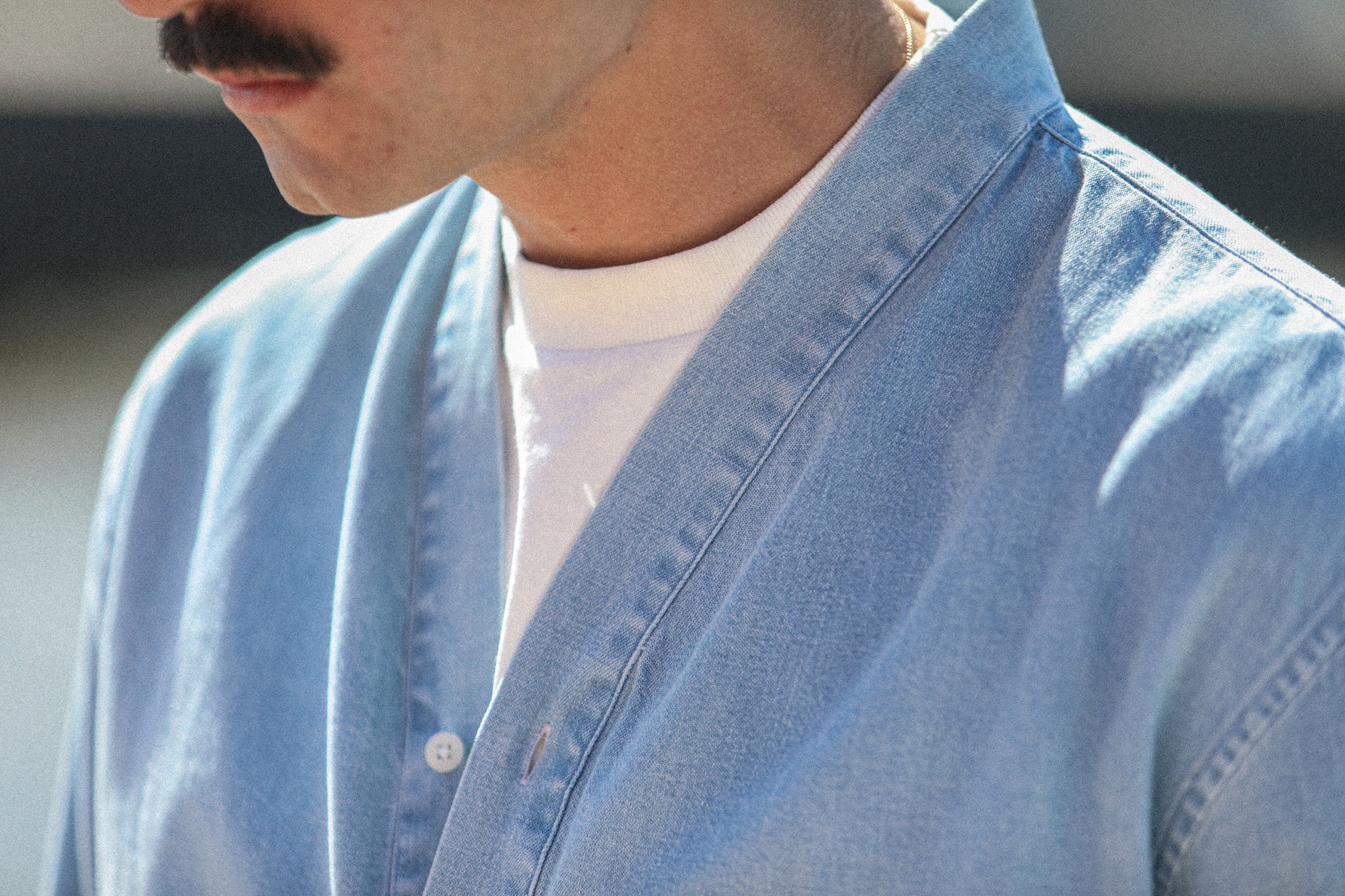 Cardigan Shirt Japanese Denim Bleach
