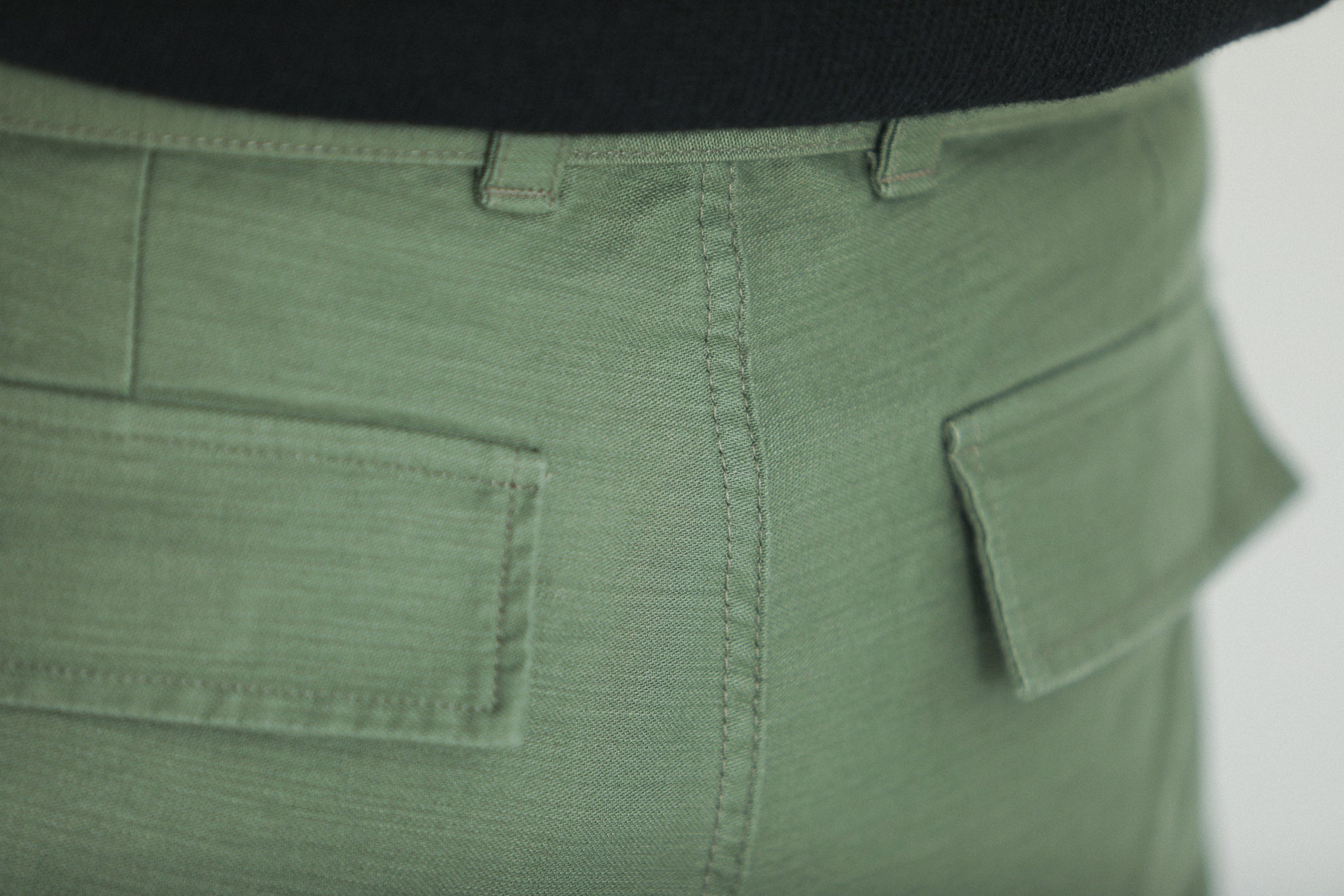 Cargo Sateen Japonais Pince Simple Khaki - Comfort Fit