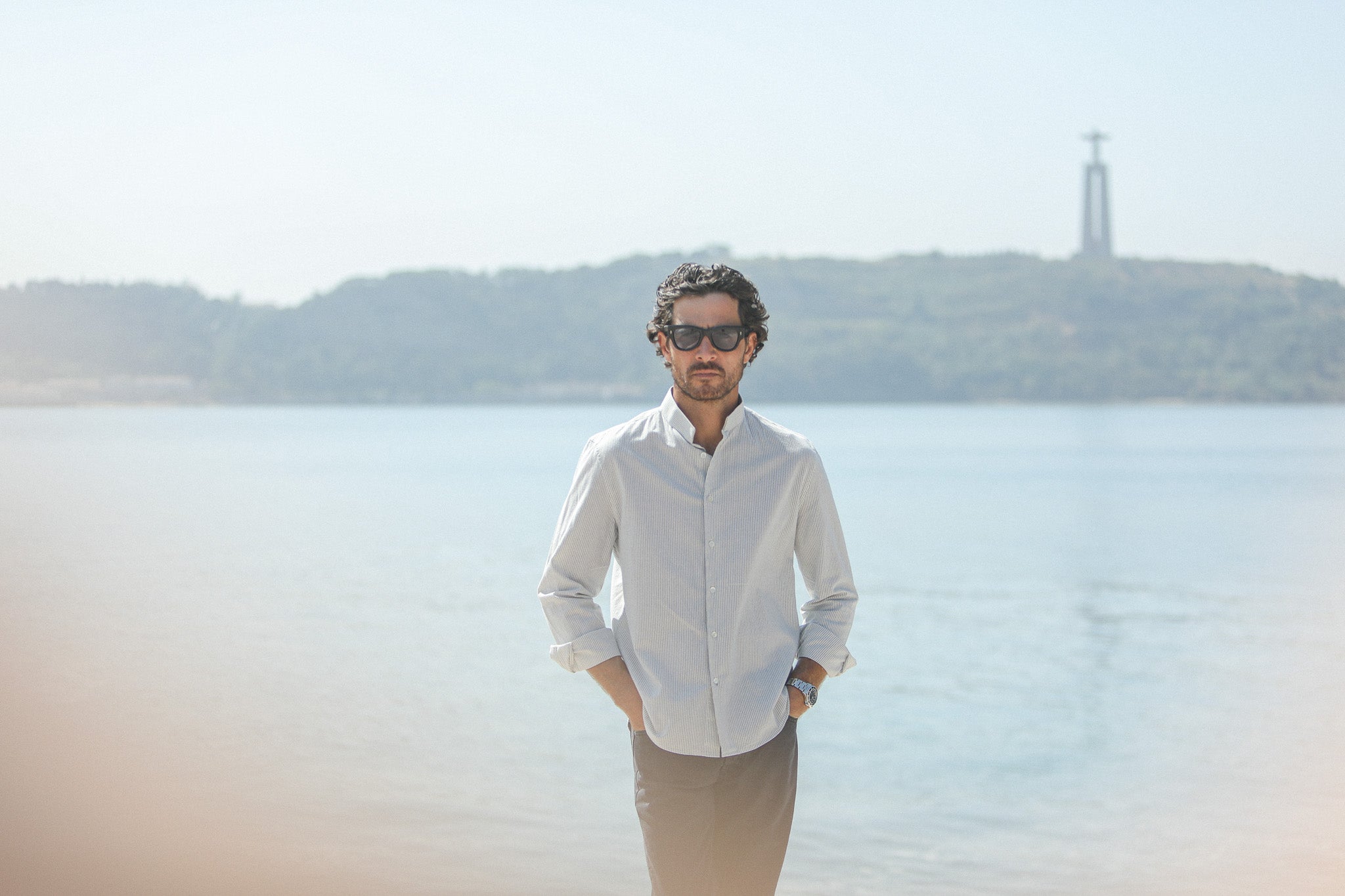 Chemise Oxford Rayée Crème à Rayures - Col Tailleur