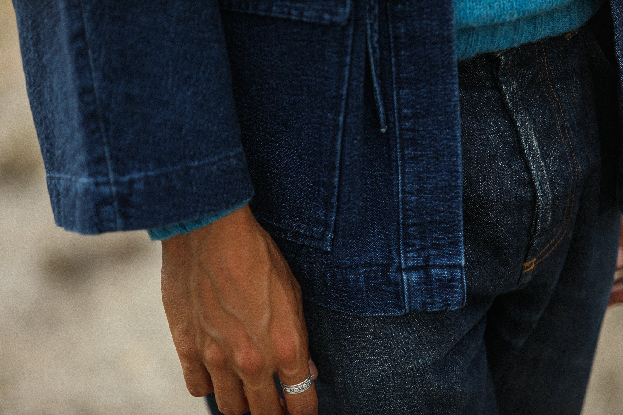 Veste Kimono Canvas Indigo Stonewash