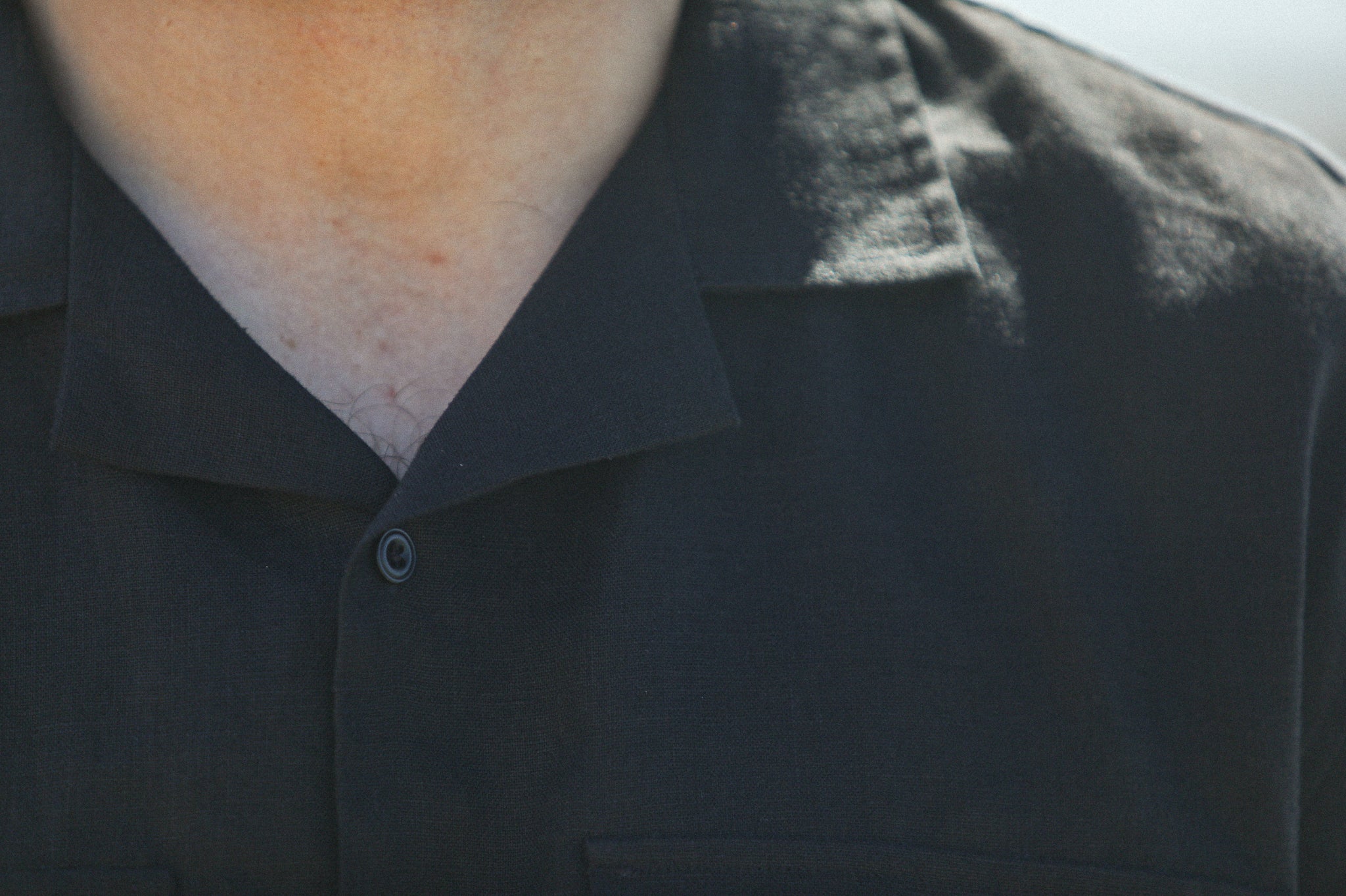 Military Camp Collar Lin Noir