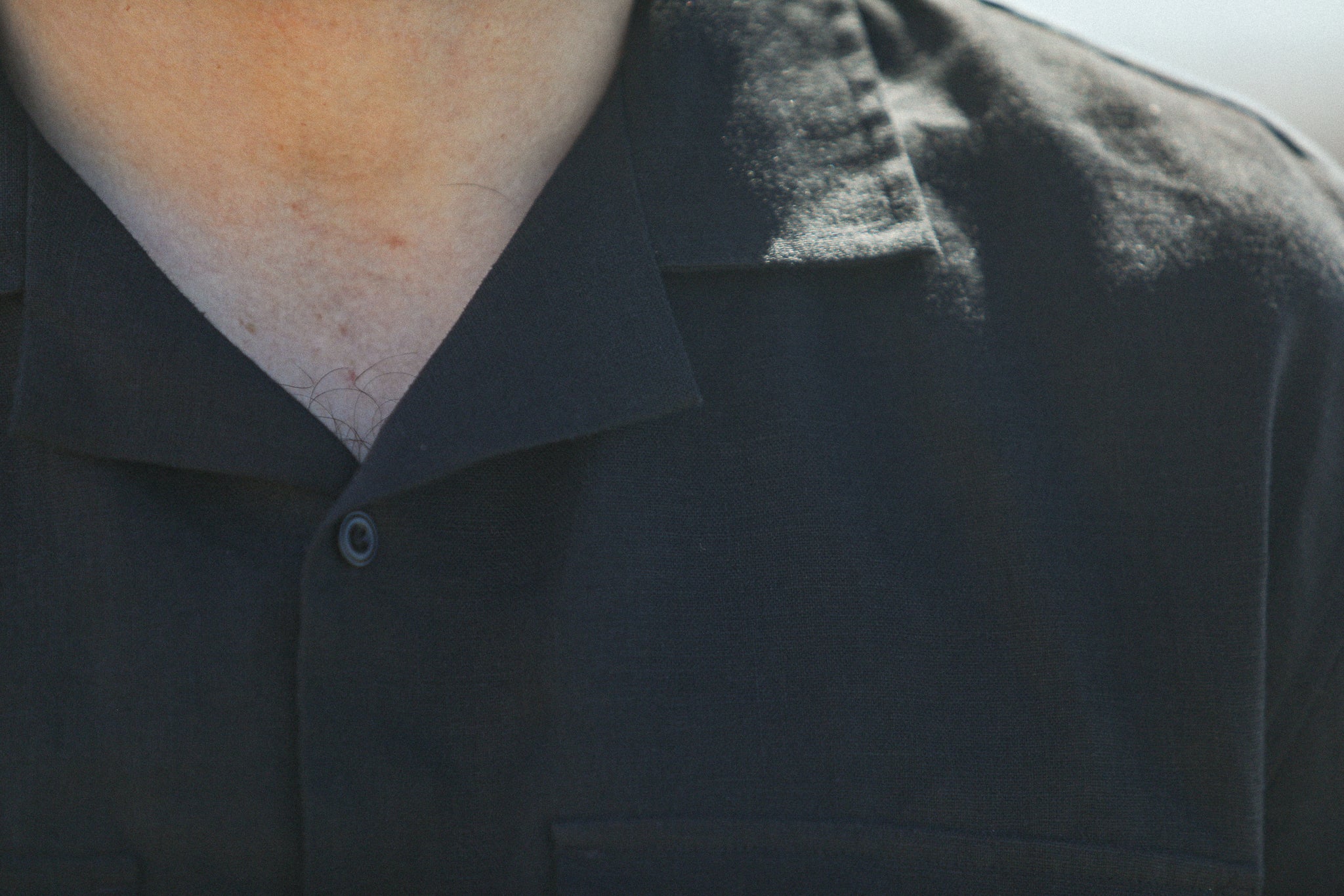 Military Camp Collar Lin Noir