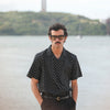 Camp Collar Japanese Polka Dot Black