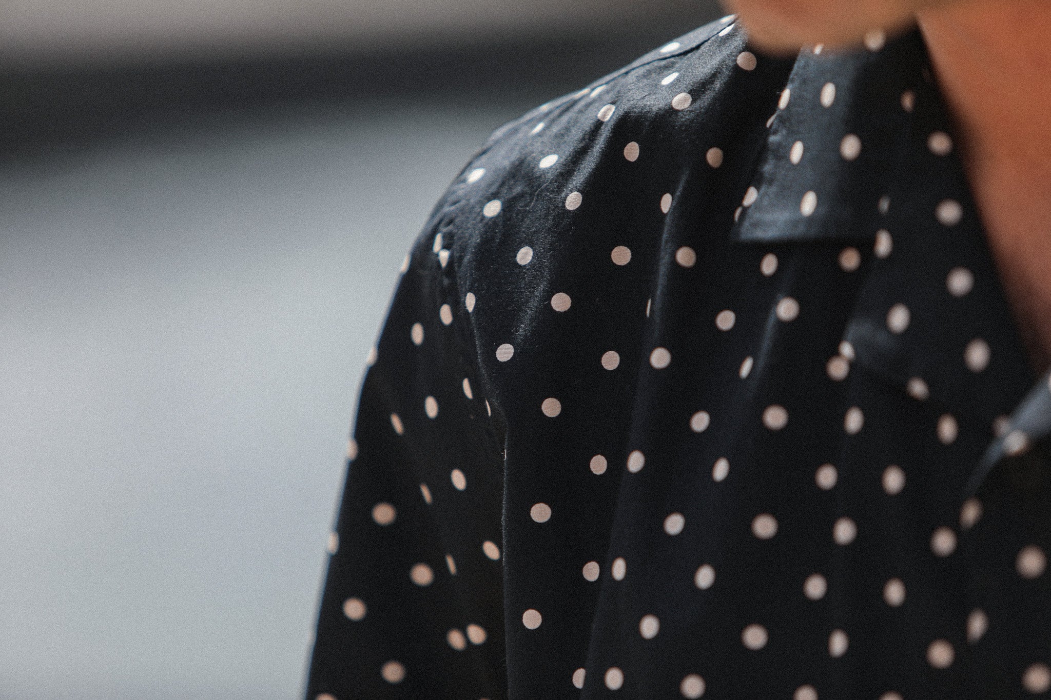 Camp Collar Japanese Polka Dot Black