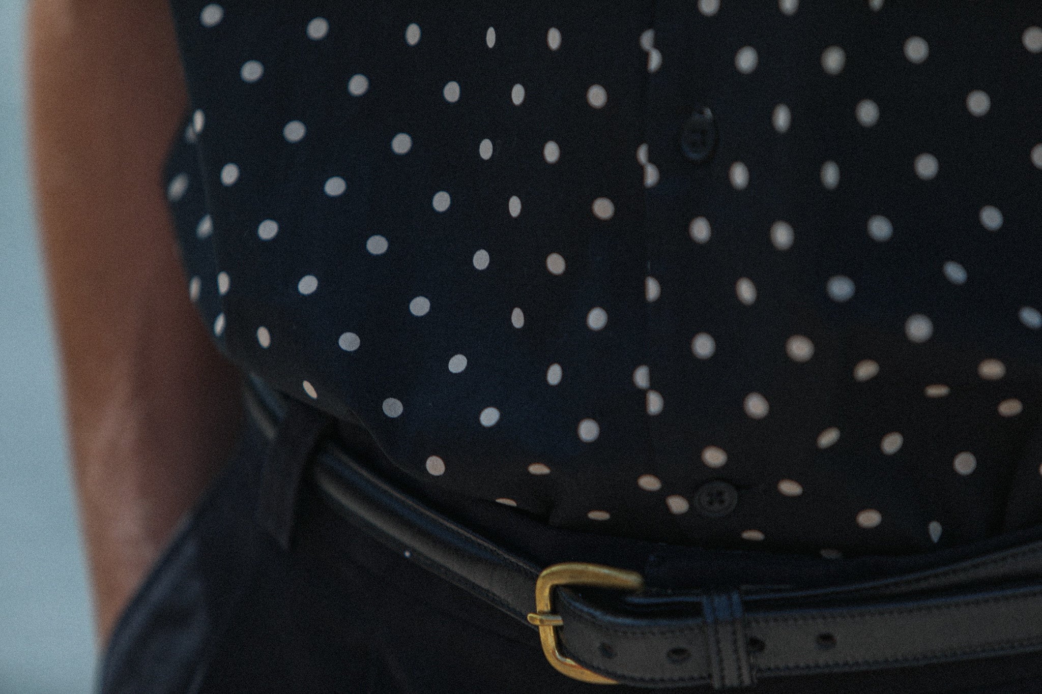 Camp Collar Japanese Polka Dot Black