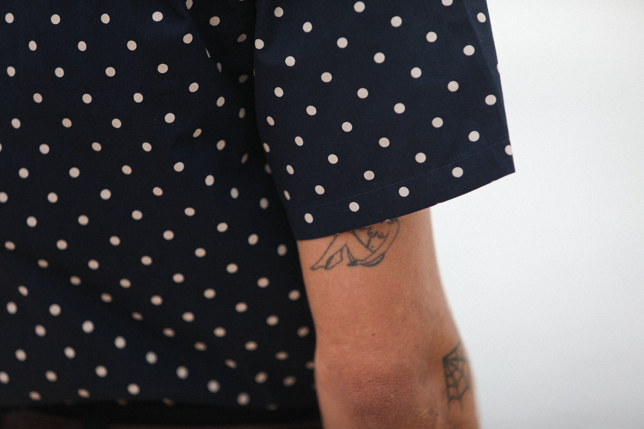 Camp Collar Japanese Polka Dot Navy