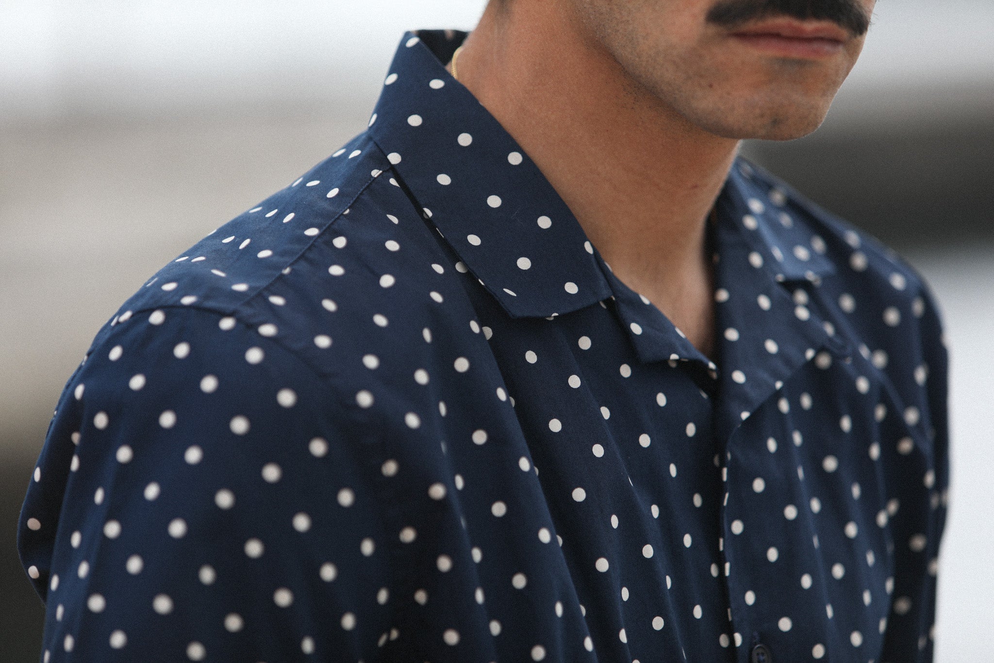 Camp Collar Japanese Polka Dot Navy