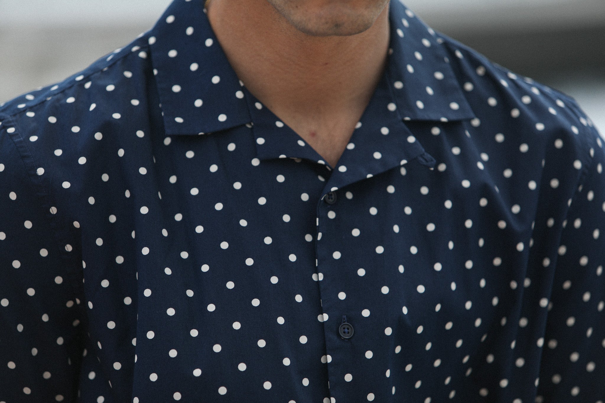 Camp Collar Japanese Polka Dot Navy