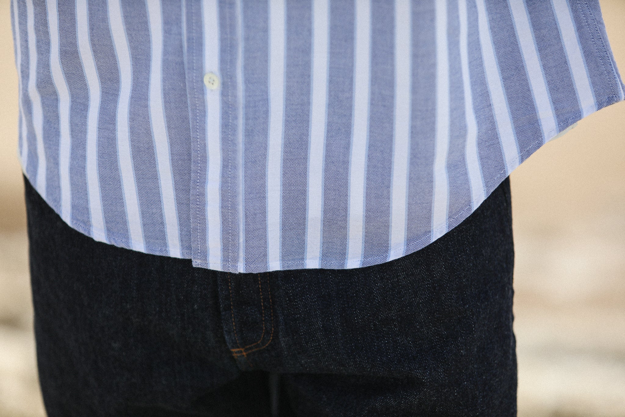 Chemise Homme Ample Oxford Rayures Larges Bleue - Modern Fit