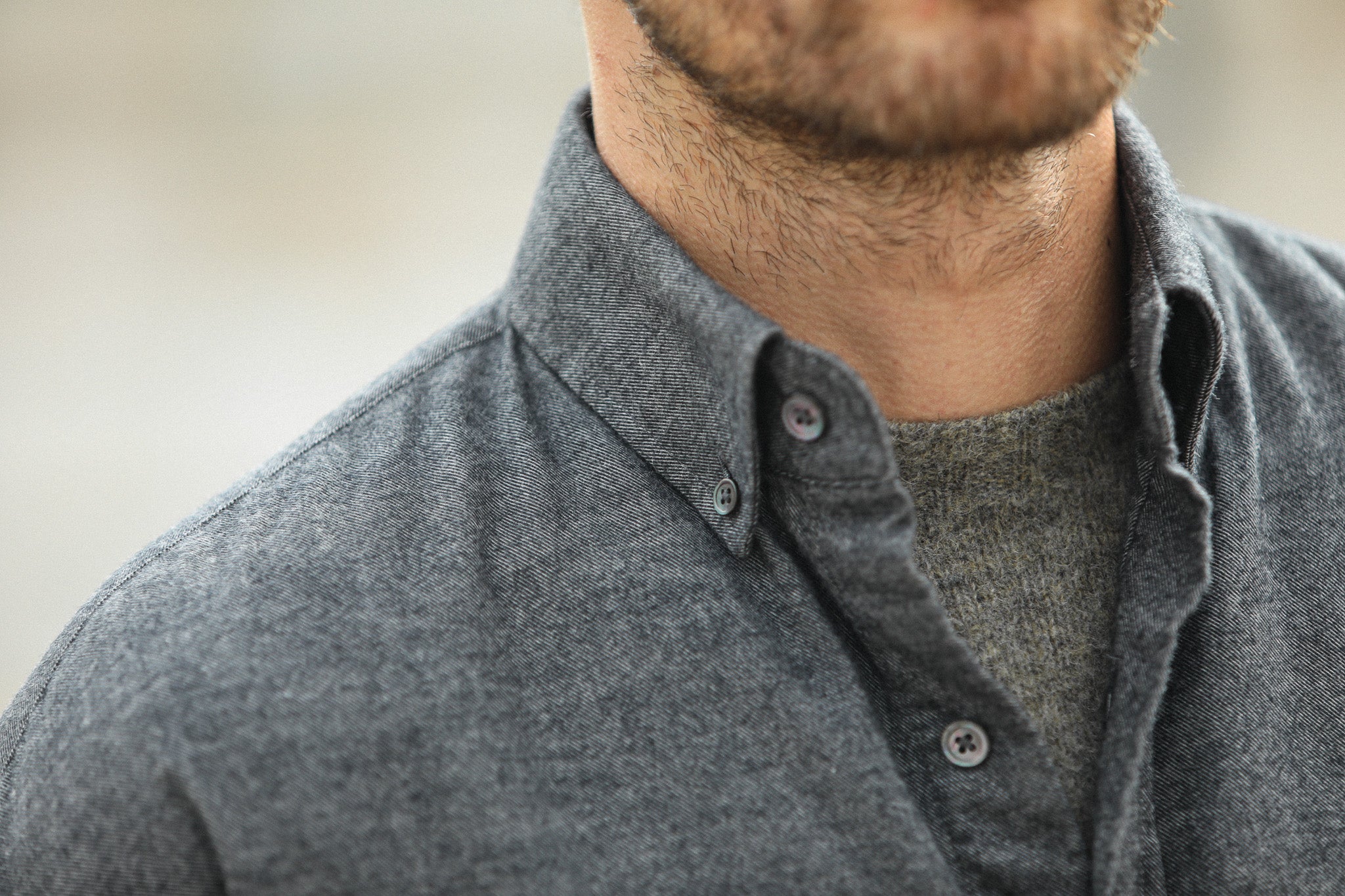 Chemise Flanelle Gris chiné - New Modern Fit