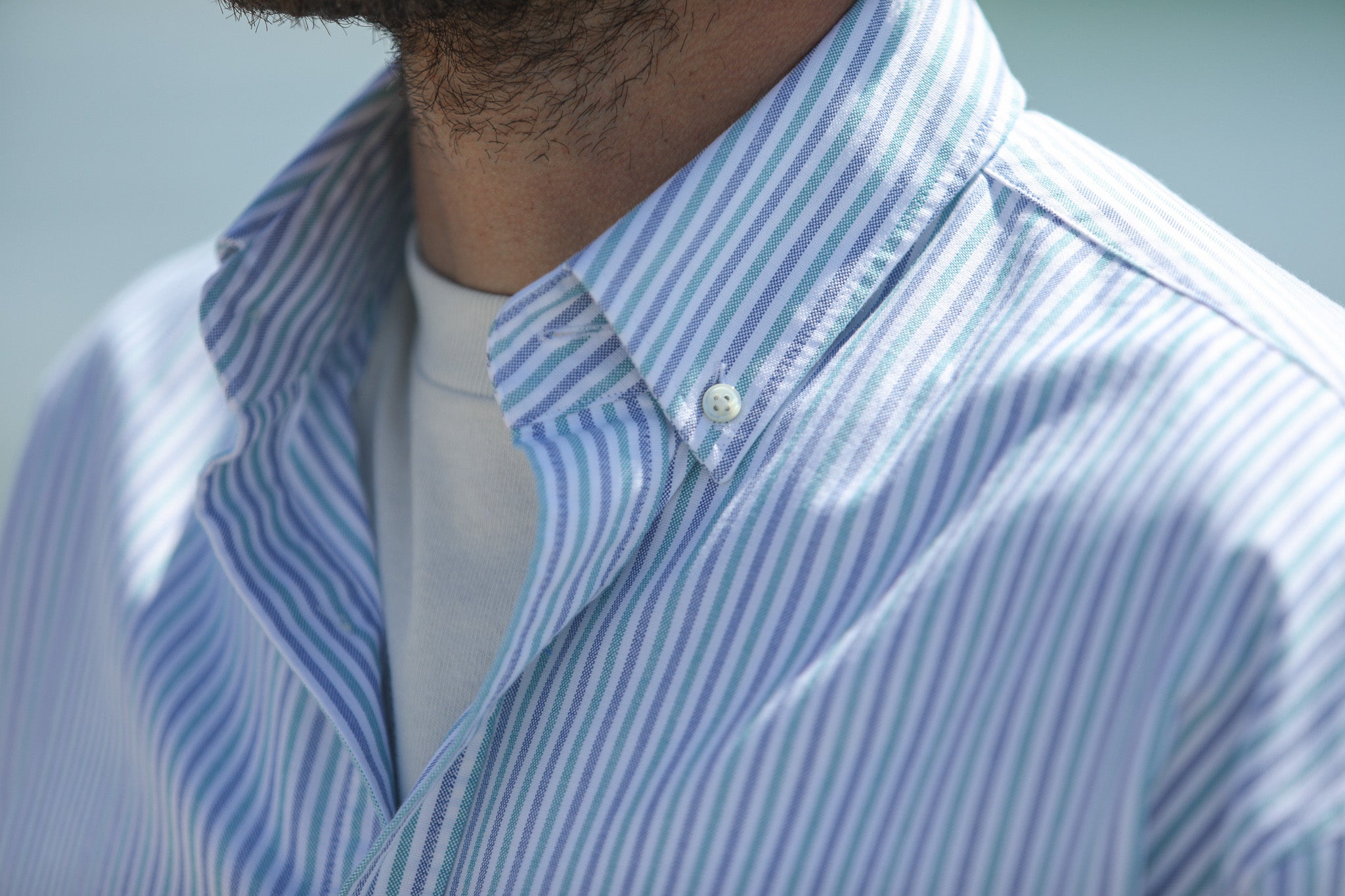 Chemise Oxford Stripes Green-Blue - Modern Fit