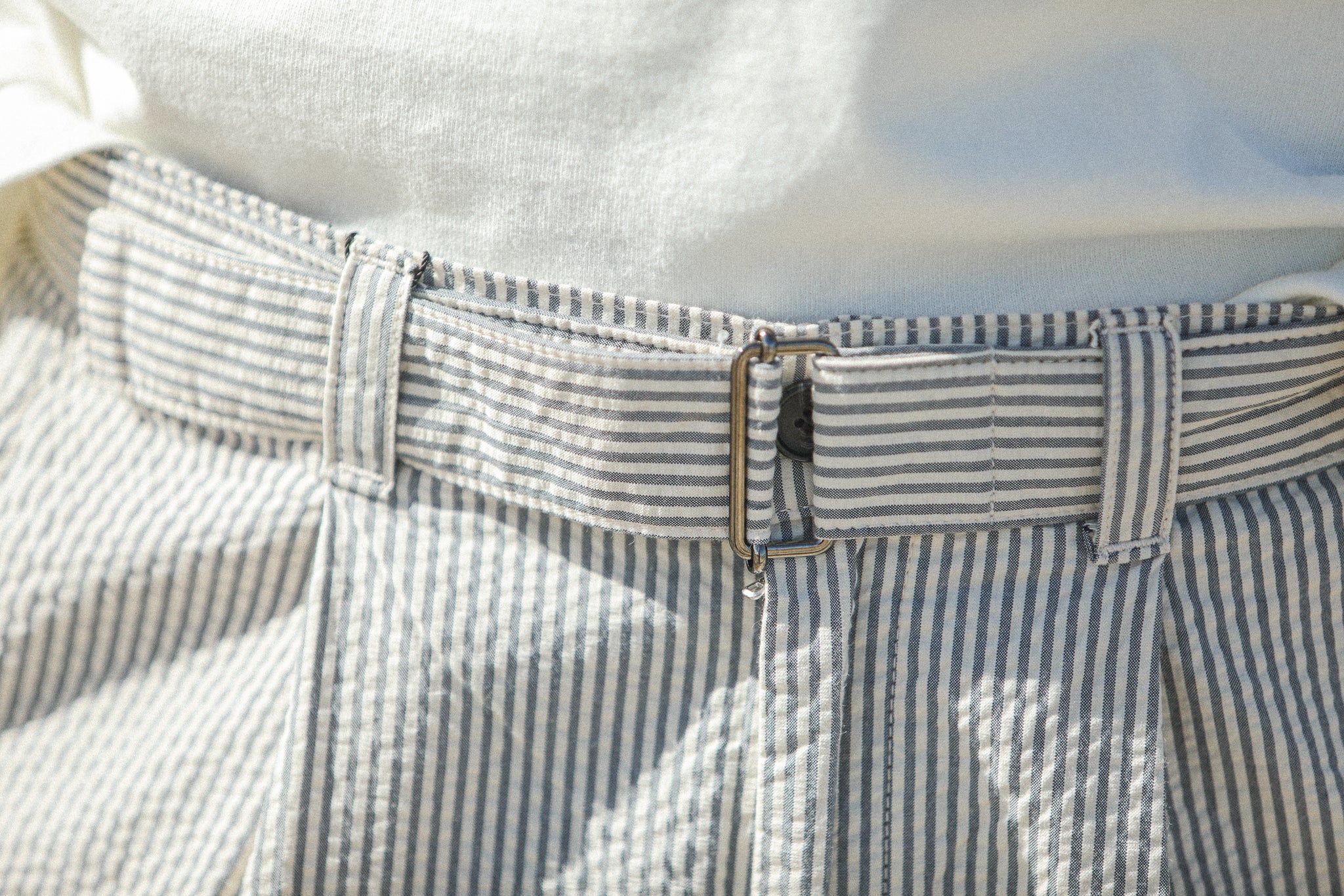Chino Militaire Seersucker Crème - Comfort Fit