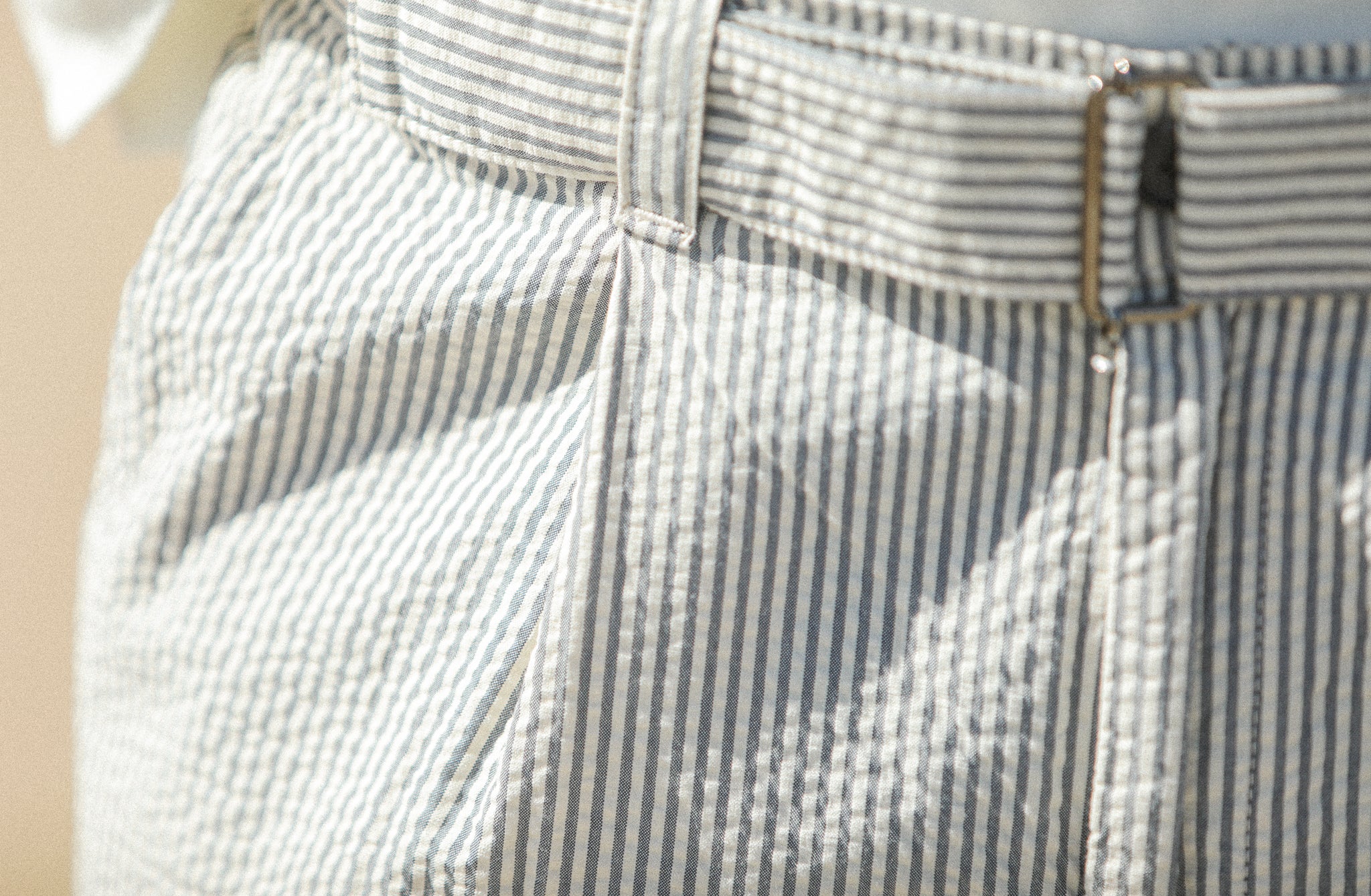 Chino Militaire Seersucker Crème - Comfort Fit