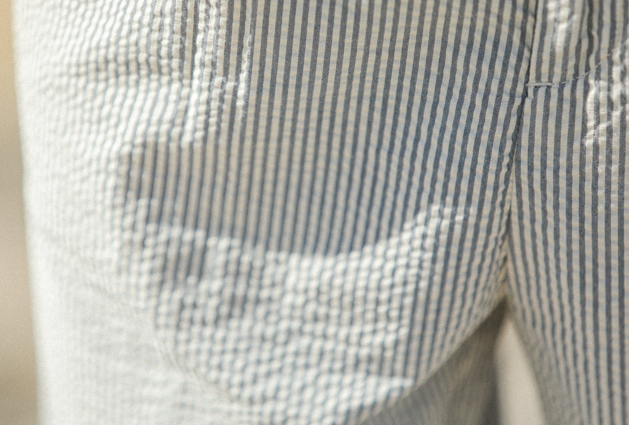 Chino Militaire Seersucker Crème - Comfort Fit