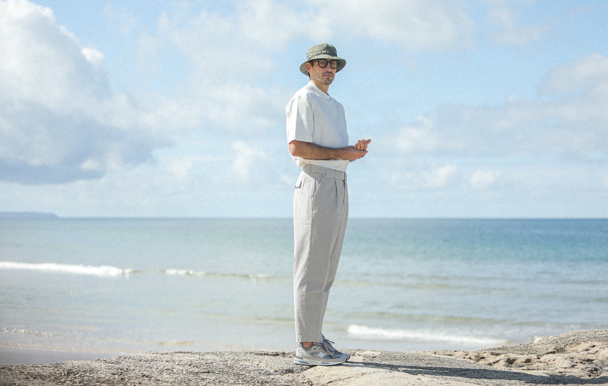 Chino Militaire Seersucker Crème - Comfort Fit