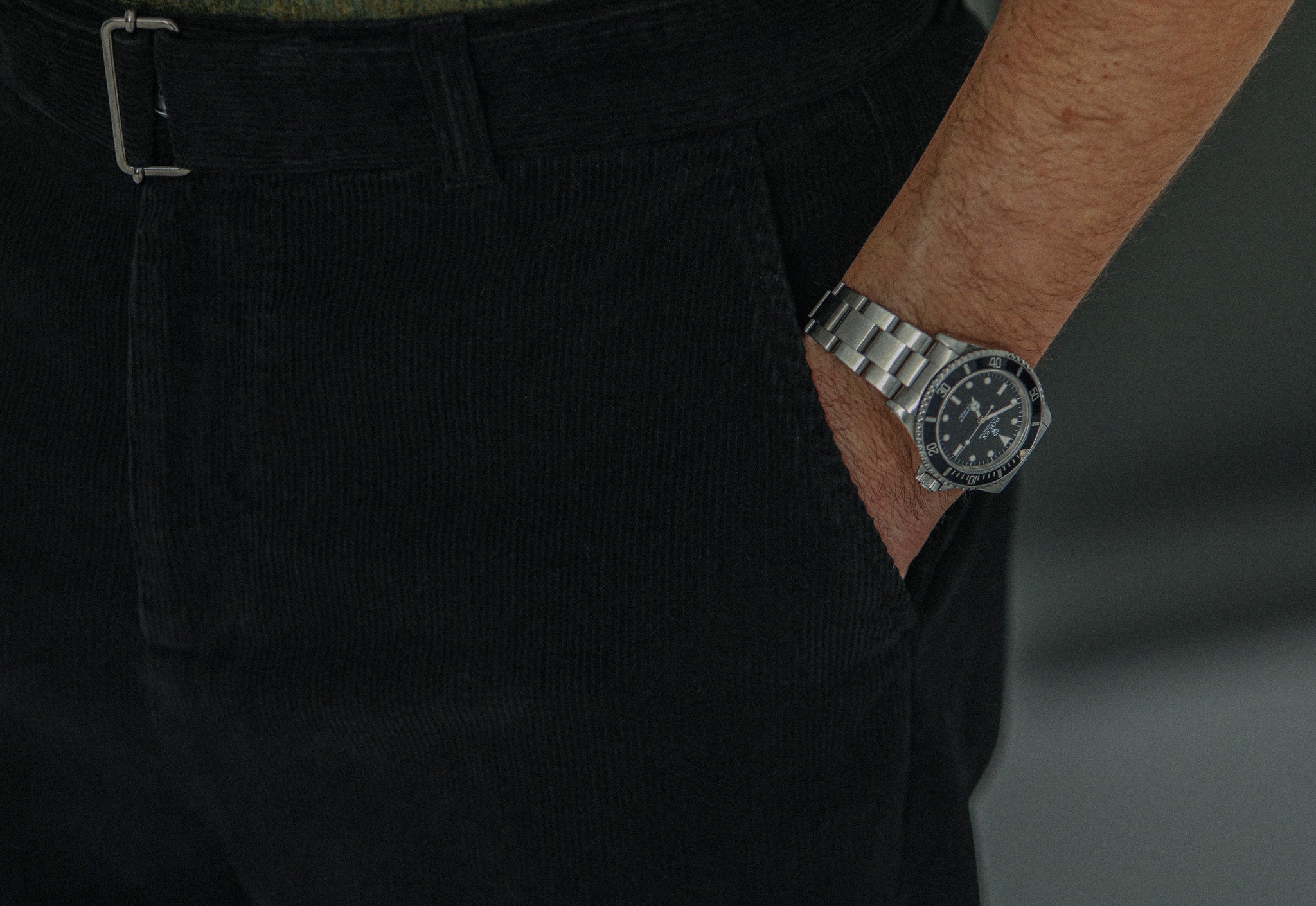 Military Pant Velours Noir - Comfort Fit