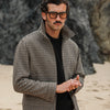 Blouson Aviateur Laine Pied de Poule Beige