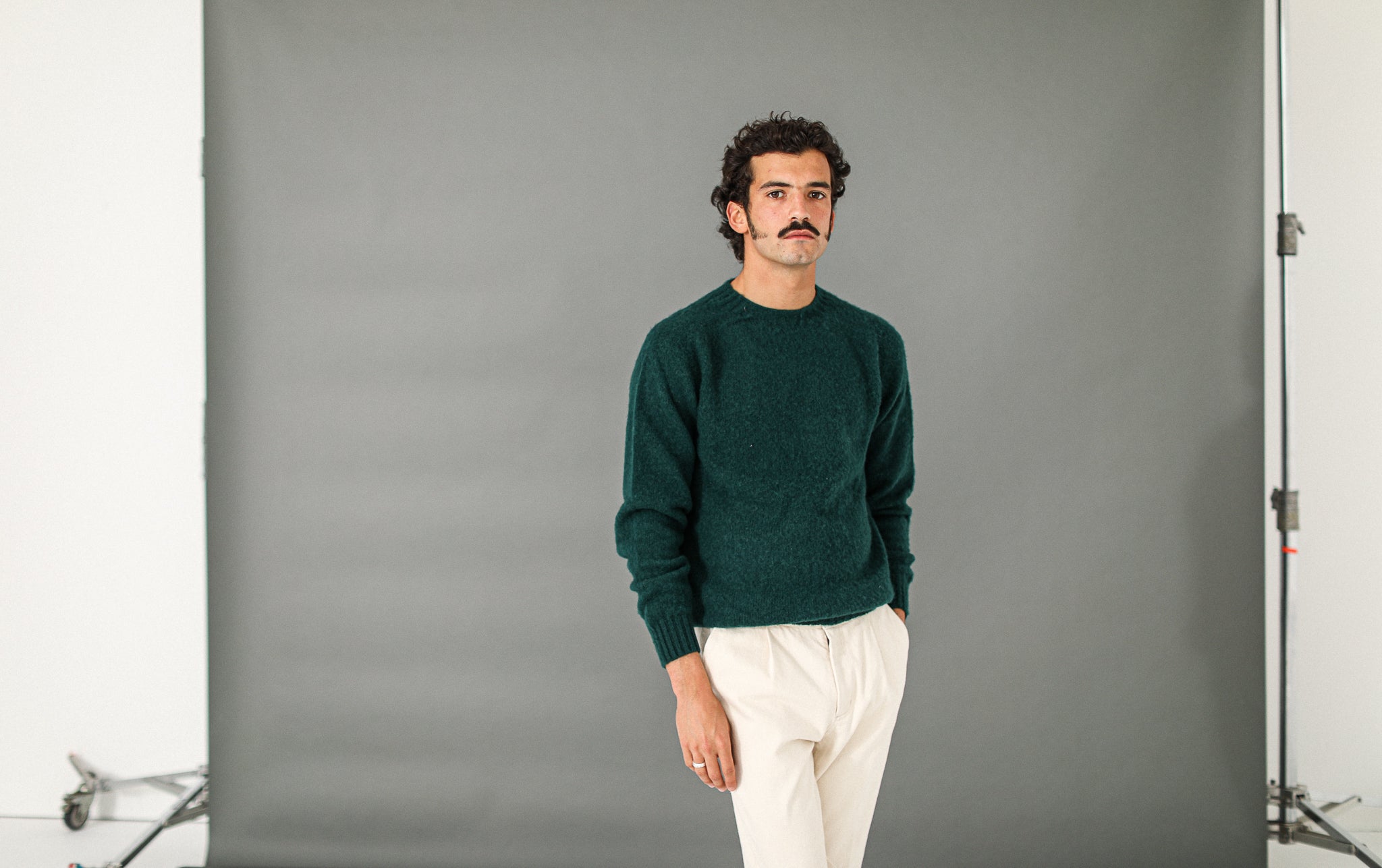 Pull Shetland "Shaggy" Vert Forêt